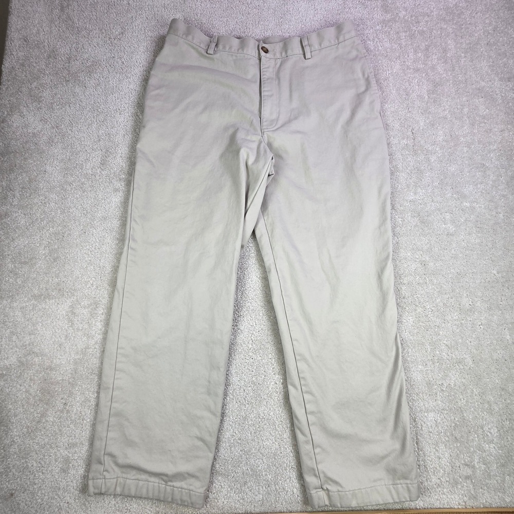 LL Bean Natural Fit Khaki Chino Pants Lined‎ Plaid Mens Size 35x28 Casual